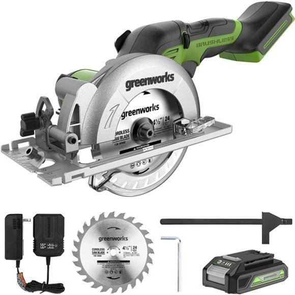 24V Brushless 4-1/2" Mini Circular Saw Kit, 6500 RPM Compact Cutting Saw - Picture 1 of 7